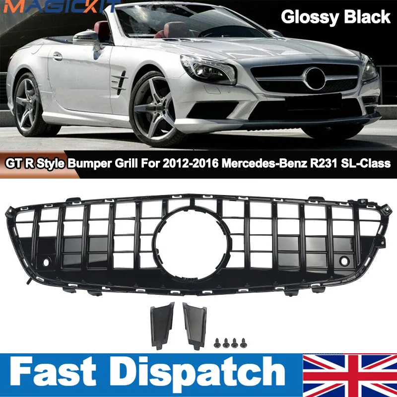 

MagicKit Front Radiator Grille For 2012-2016 Mercedes-Benz R231 SL-Class SL400 SL550 GT R