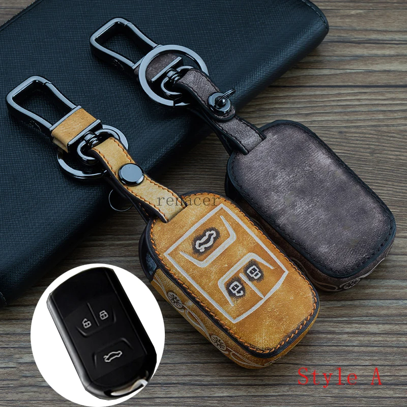 Антикварные деревянные зерна кожаный чехол для автомобильных ключей Брелок