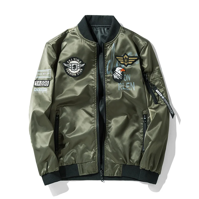 

2021 Cross border spring and autumn air force MA1 men's jacket flight suit double-sided Embroidered Baseball Jacket