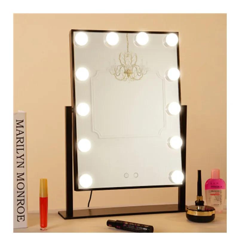 Vanity Tabletops Lighted Makeup Mirror With 9 LED Bulb Lights Touch Stage Screen Beauty Adjustable Cosmetic Tool |