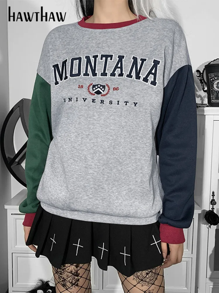 

Женские осенне-зимние толстовки Hawthaw с длинным рукавом и буквенным принтом, толстовки, пуловеры, осенняя одежда 2021, оптовая продажа товаров