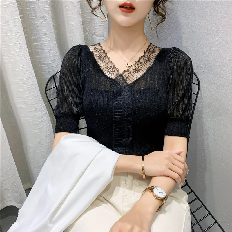 20176 реальная съемка сплошной цвет яркий с кружевным плетением и пуловер