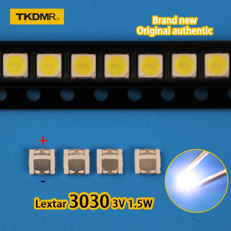 

TKDMR 100Pcs Lextar 3030 3V 1.5w 350mA SMD Lamp Beads for LED TV Backlight Strip Bar Repair TV Cool white Free shipping