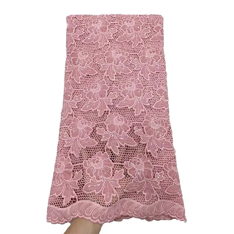 

African Lace Fabric 2021 High Quality Polyester Silk French Mesh Fabric Nigeria Wedding Dress XY-7777