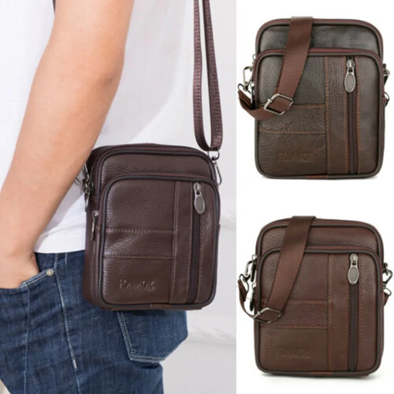 

Hot Selling Mens Leather Small Satchel Crossbody Messenger Shoulder Bags Small Handbag -B5