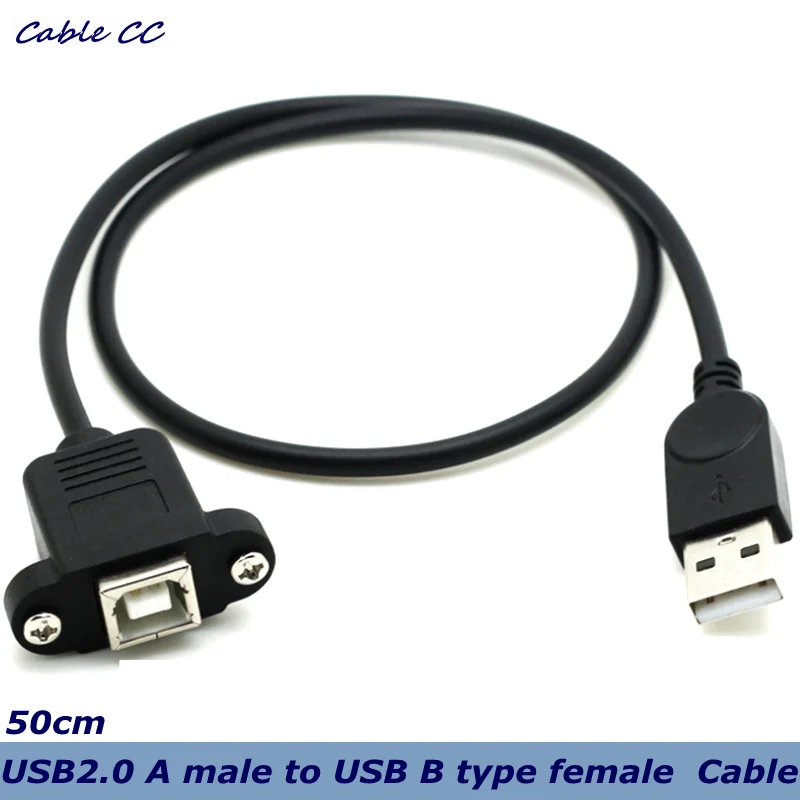 

USB2.0 A male to USB B type female computer connected to the printer extension cable, with panel mounting screw hole 50cm