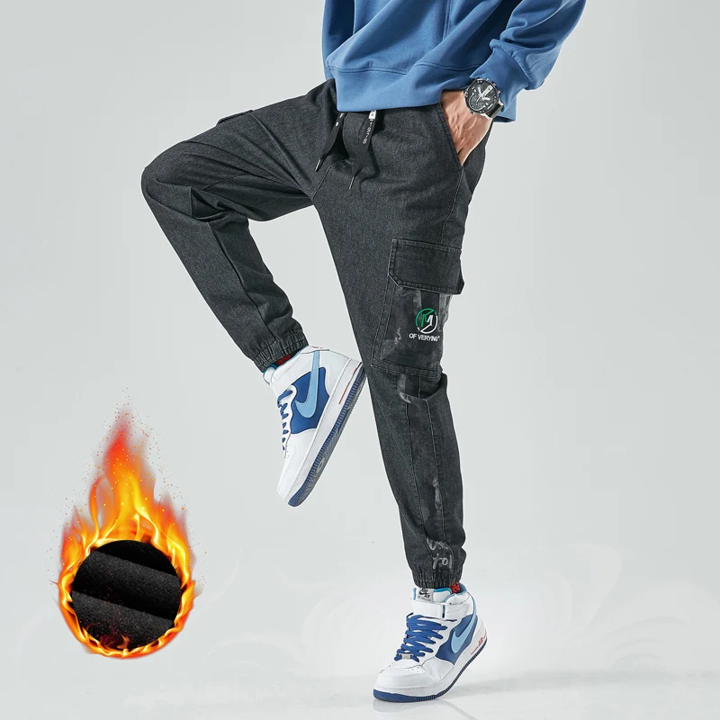 

2020 Winter Mens Joggers Pants Camouflage plus fleece Pants Men Hip Hop Skateboard Sweat Pant Fashion Casual Feet Pant Men M-8XL
