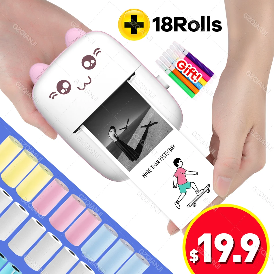 Симпатичный портативный термопринтер для фотографий bluetooth 203 DPI |