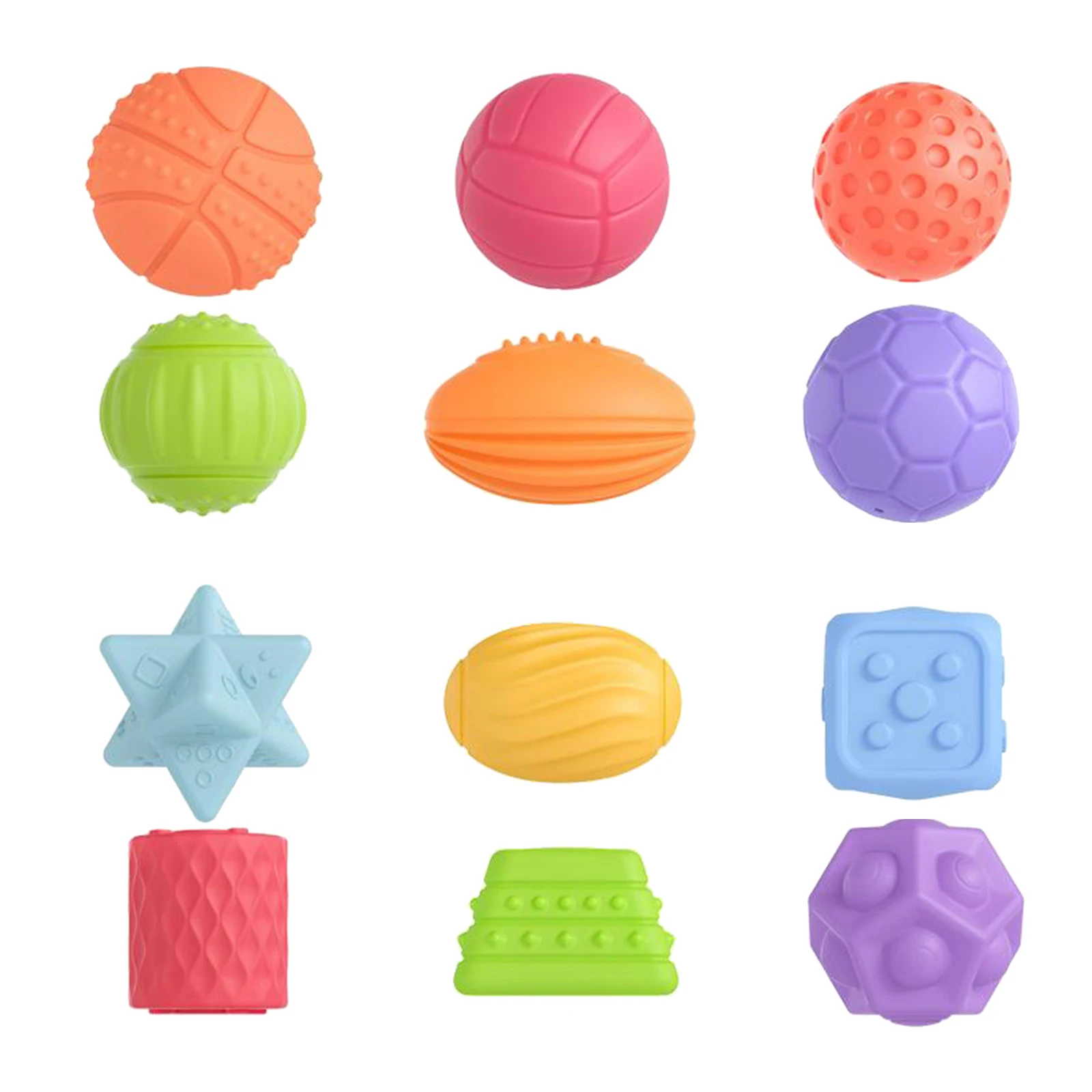 

6 Pack Kids Textured Balls Baby Massage Stress Relief Sensory Squeeze Ball
