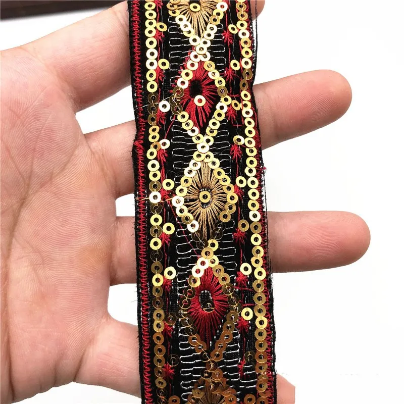 Кружевная отделка с блестками 1 ярд вышитая лента для шитья аппликация