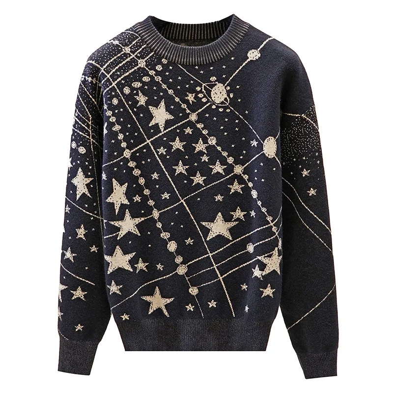 Свитер женский жаккардовый с длинным рукавом Осень-зима 2020 | Женская одежда