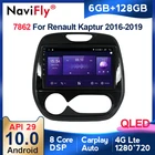 Автомобильный мультимедийный видеоплеер, 6 + 128 ГБ, QLED, 4G, CarPlay, Android 10, для Renault Kaptur Captur 2016-2019, GPS-навигация, no 2 din