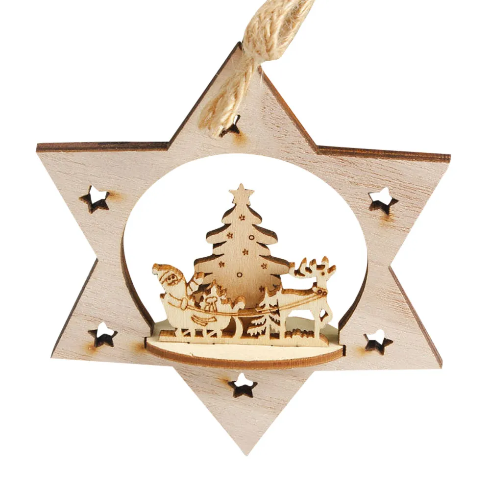 Новая деревянная снежинка в деревенском стиле рождественские украшения для дома