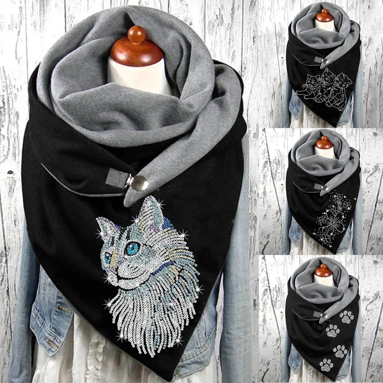 

ISHOWTIENDA Autumn And Winter Scarf Women Printing Button Scarves Shawls For Women Foulard Femme Fashion Scarves Neck Wrap