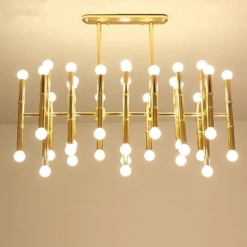 Прямоугольный подвеска фонарный столб Современная тарелка хром золото Led люстра