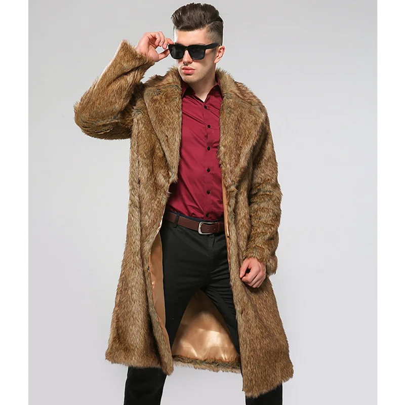 

Autumn and winter new men's fur coat imitation mink fur fur coat European and American long winter coat