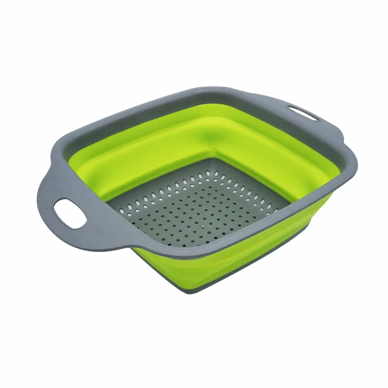 Square Shape Drain Basket Collapsible Colanders Foldable Silicone Kitchen Organizer Fruit Vegetable Baskets Folding Strainers | Дом и сад