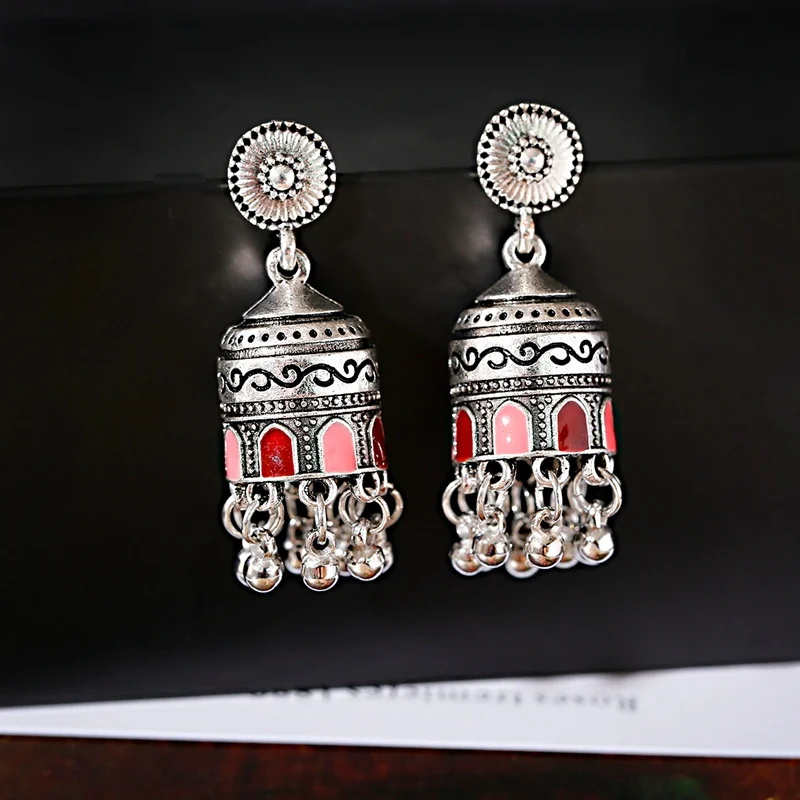 Этнические серебряные резные серьги из сплава для женщин капельное масло