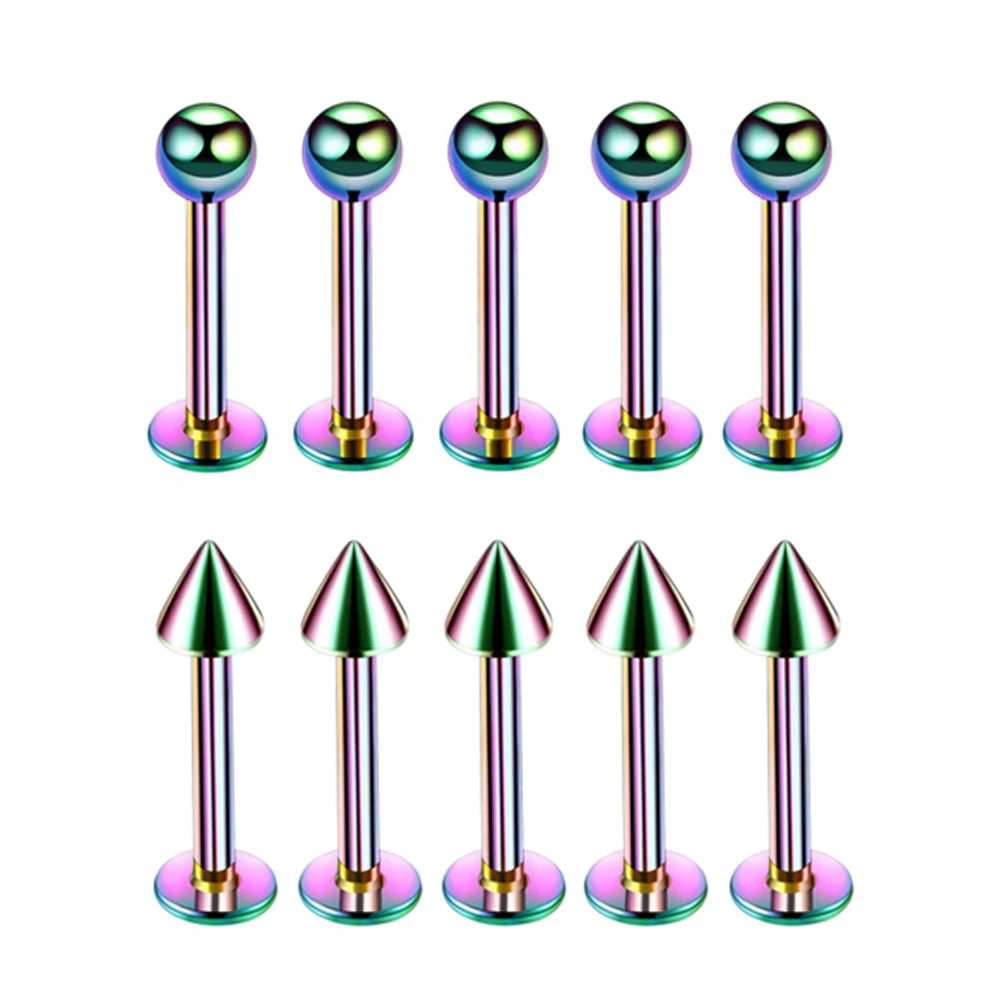 Лабрет кольца пирсинг губы 5 шт./лот 16G хирургическая сталь золотого цвета из