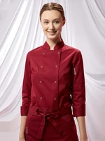 hotel female chef uniform restaurant waitress slim tops catering coffee shop bakery baking kitchen overalls long sleeves