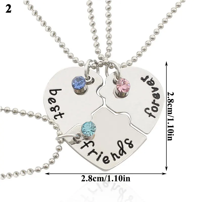 

4pcs/set "best friend forever and ever" BFF Friend Necklace Set 4 Pieces Heart Shape Puzzle Hand Stamped Bead Friendship Jewelry