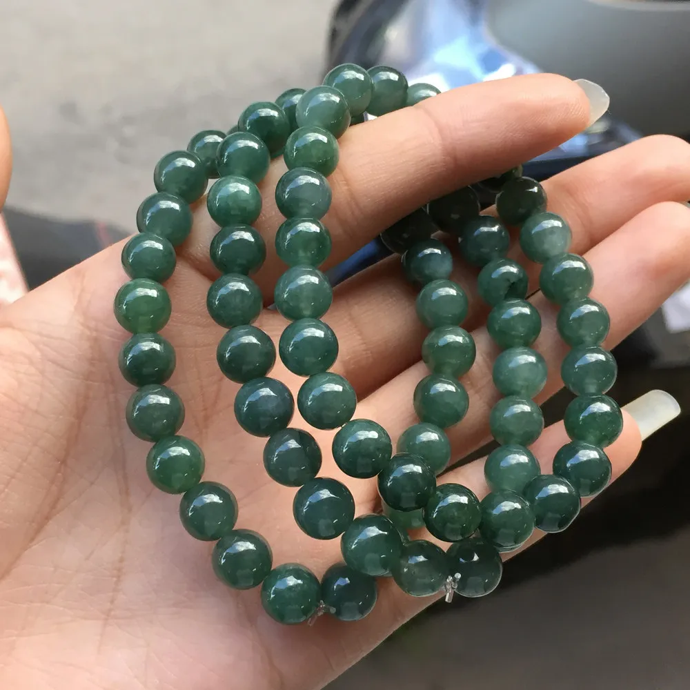 Аутентичный натуральный Морской нефритовый шарик 7-8 мм шариковый браслет |