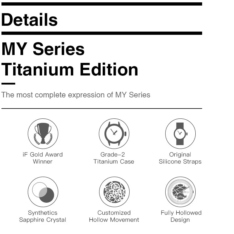 Часы CIGA DESIGN MY Series Titanium Edition автоматические механические часы с отверстиями модные