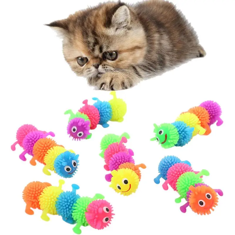 

Cat Toys Funny Simulation Caterpillar Rubber Puppy Tidy Home Chew Toy Fidget Supplies Pet Product Kitten Accessories Kitty