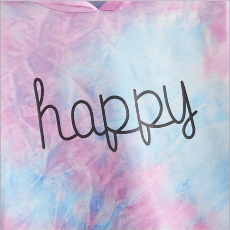 

2021 Warm Clothes For Teenagers Kids Teen Girls Crop Tops Tie-dye Hoodies Long Sleeve Pullover Sweatshirts Tops For Fashion Girl