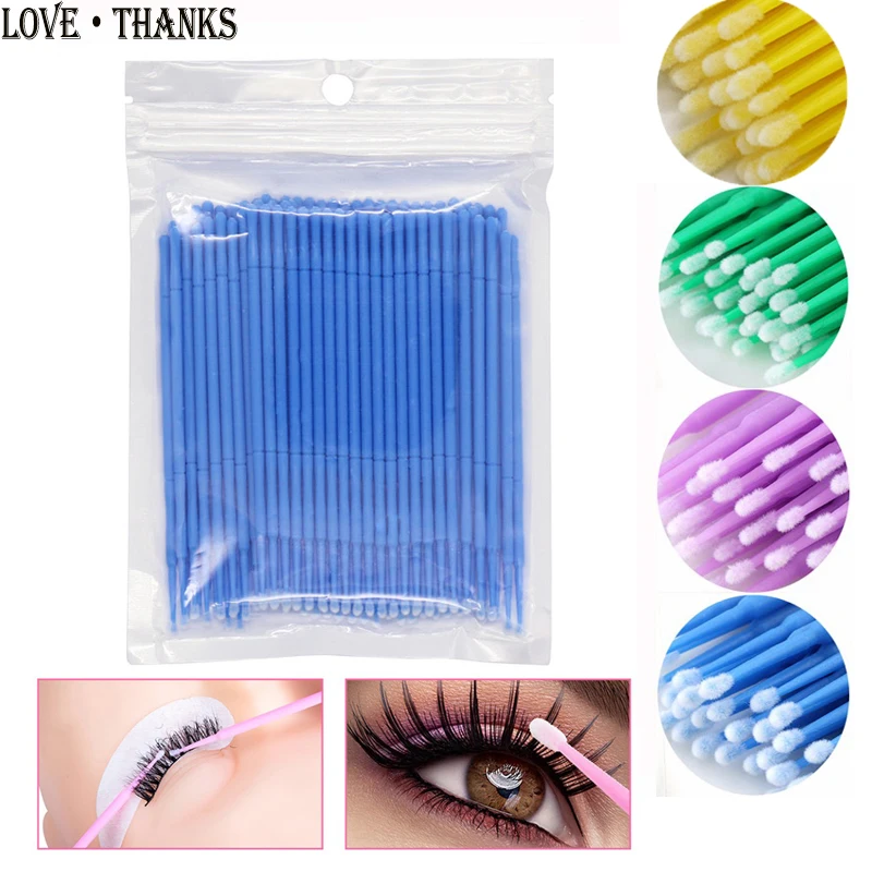 100 шт./пакет одноразовые микрокисти ресницы расширение для удаления ресниц щётка