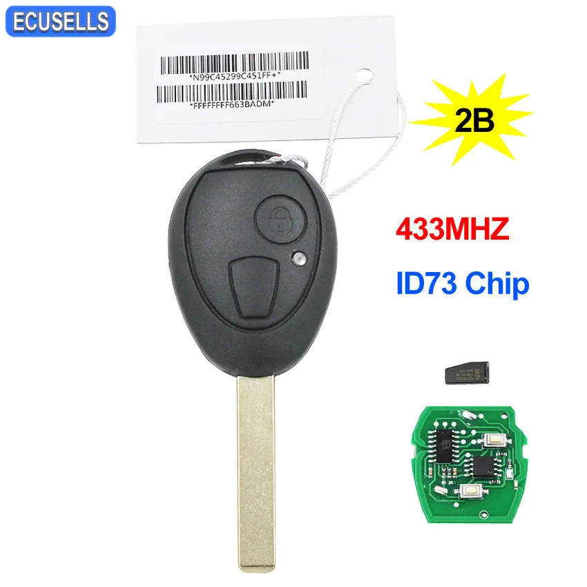 2 кнопочный дистанционный умный Автомобильный ключ 433 МГц ID73 чип необработанное