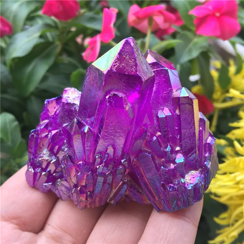 1pcs Natural crystal quartz Rare beautiful flame aura quartz crystal cluster Ore Mineral Healing Specimens Random delivery