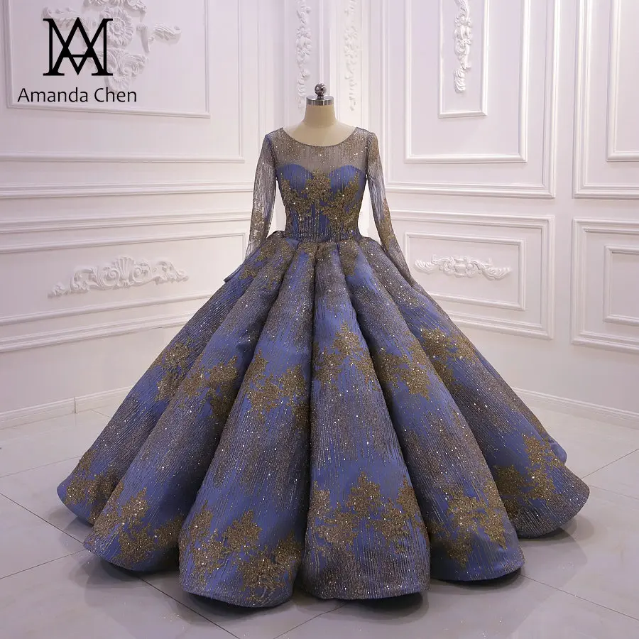 Robe de soiree courte с длинным рукавом бальное платье синее свадебное платье|Свадебные