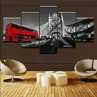 Картина на холсте Red Bus In London Bridge, 5 панелей, настенная живопись, настенное украшение для гостиной, плакат без рамки