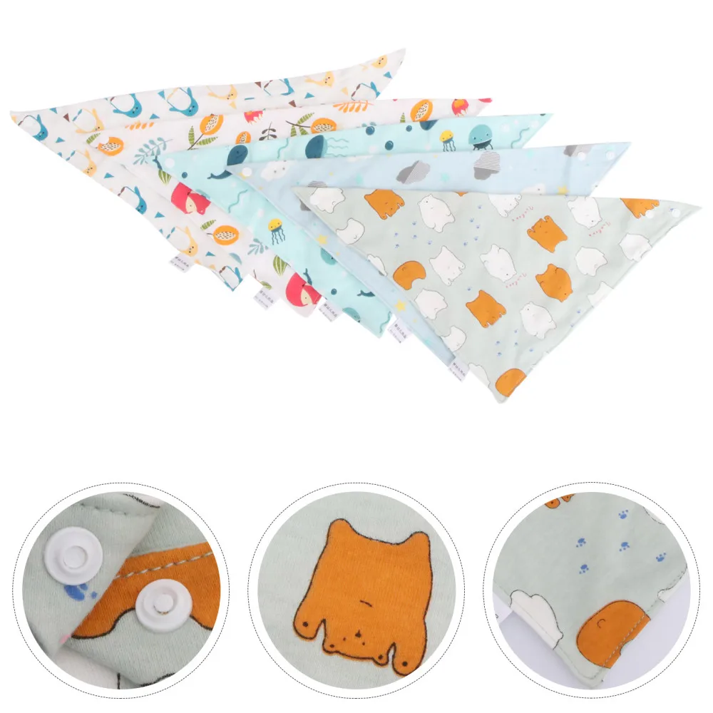 

4Pcs Adorable Baby Drool Bib Adjustable Baby Bib Cartoon Baby Burp Cloth