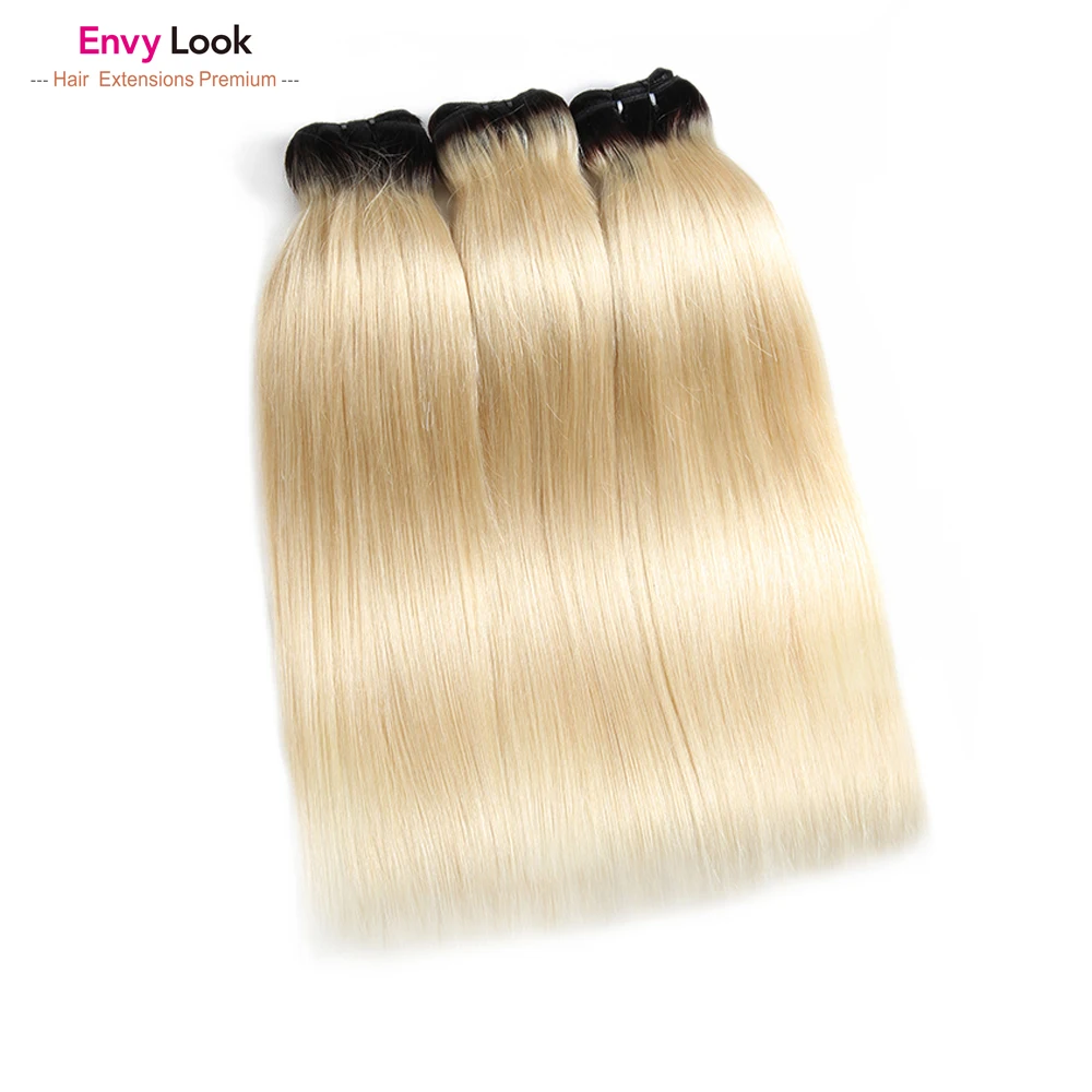 Envy Look 100% человеческие волосы ombre 1b 613/блондированные прямые 3 пряди с 4*4 кружевной