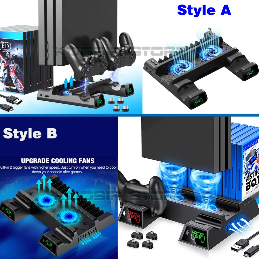 ps4 ps4 pro ps4 slim console vertical cooling stand controller charging base 2 cooler 10 games storage for sony playstation 4 free global shipping