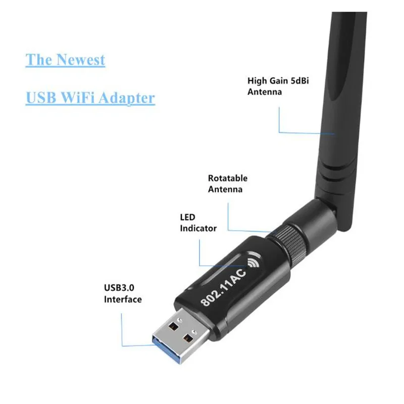 Wi-Fi адаптер AC650Mbps Беспроводной двухдиапазонный автоматическая установка USB 802.11ac
