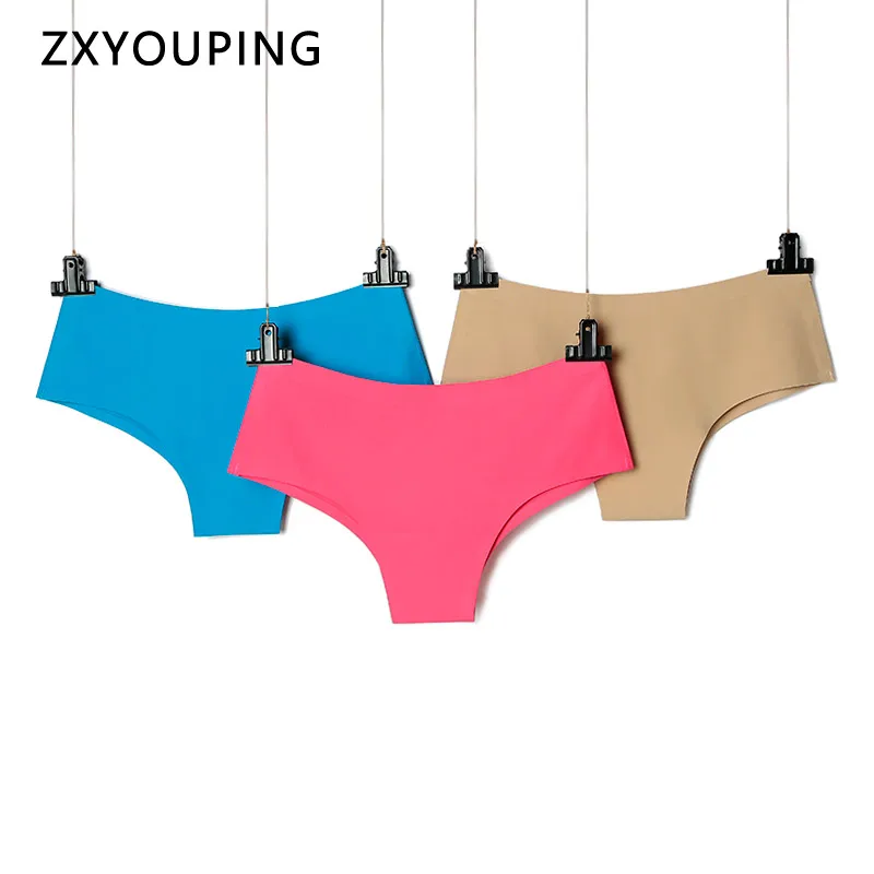 3 шт./лот бесшовные трусы большого размера из ледяного шелка однотонные