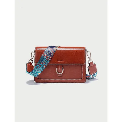 

2021 leather handbags wide band small square bag organ bag trendy fashion leather shoulder messenger bag female simple small bag