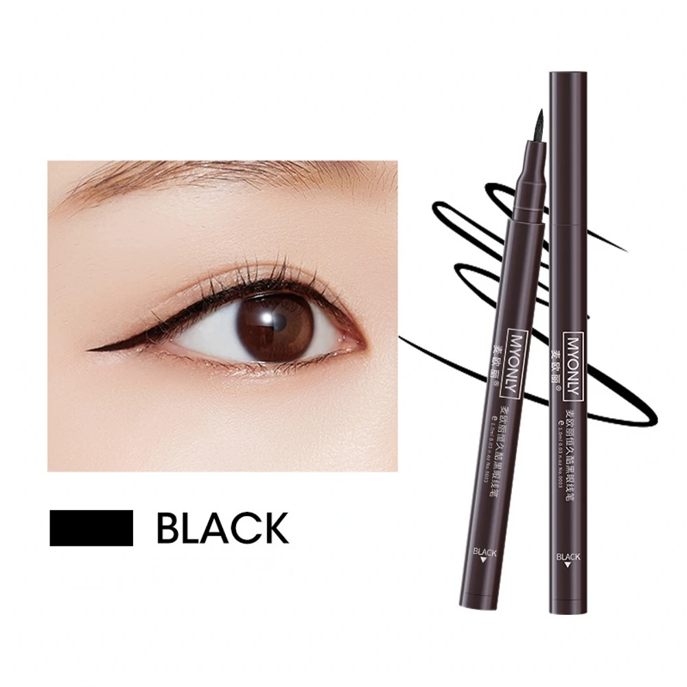

1Pcs Black Eyeliner Quick-Dry Waterproof Professional Liquid Eye Liner Pen Long-Lasting Not Blooming Smooth Makeup Pencil
