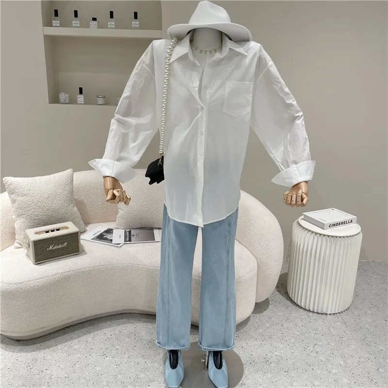 

Niche Design Women's Spring Summer 2021 Fashion Loose And Versatile Long Sleeve Top Medium Length Shirt