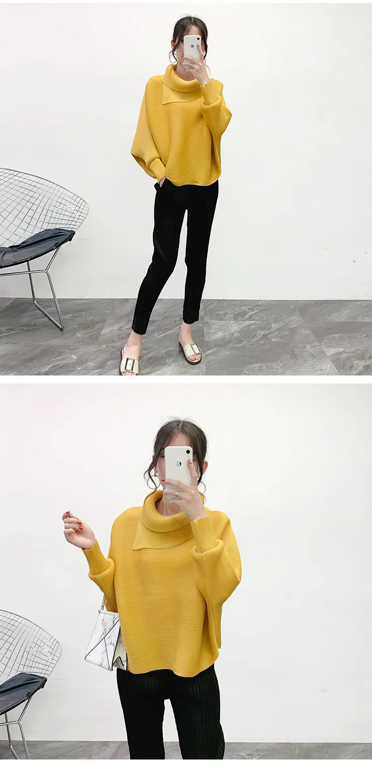 LANMREM New Scarf Collar Batwing Sleeves Pullover Twice Pleated Thickness Loose Autumn And Winter Sweatshirt WJ74304