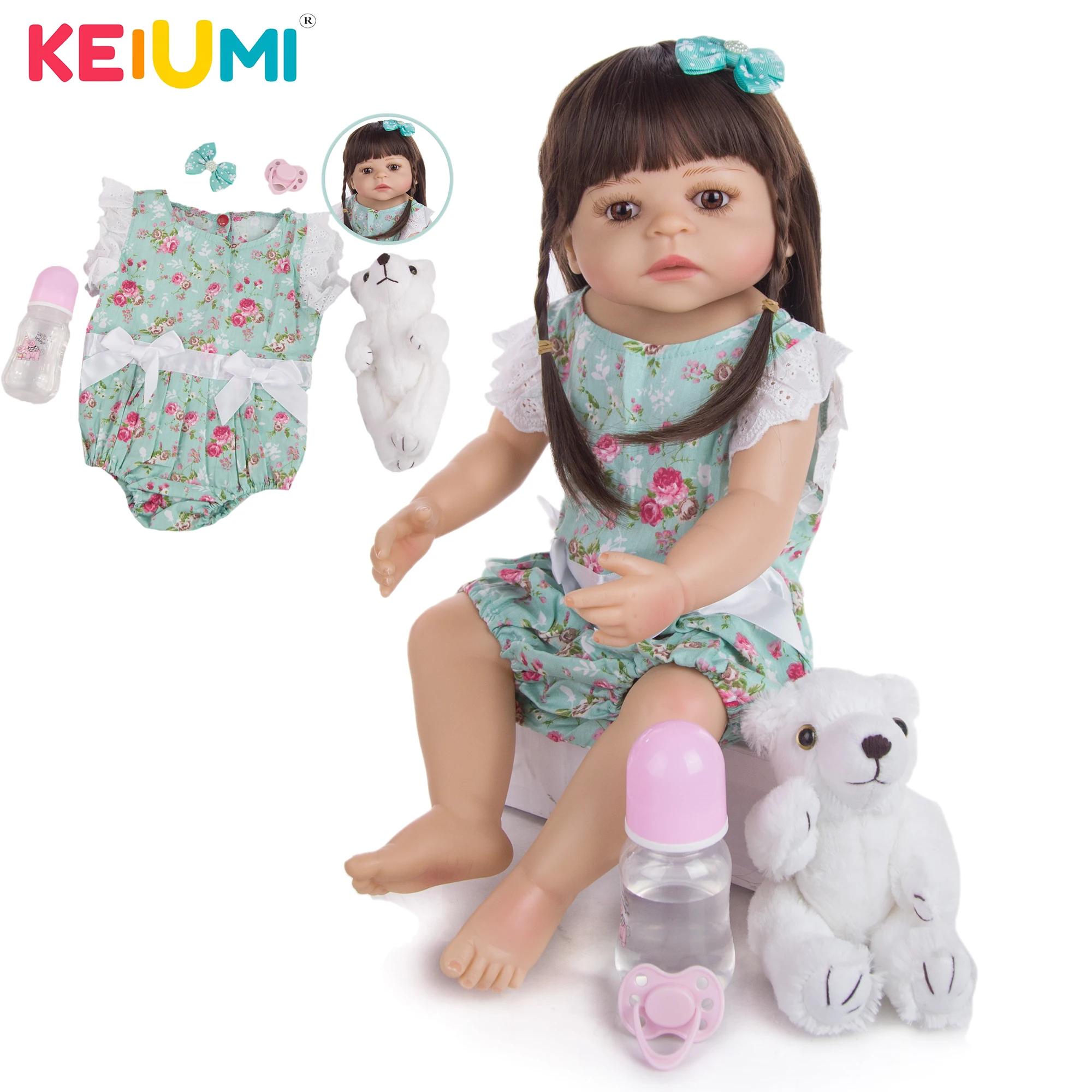 

22" KEIUMI Reborn Bebe Menina Boneca Lifelike Full Body Silicone Baby Dolls Toy Child DIY Pillow Playmate Surprise