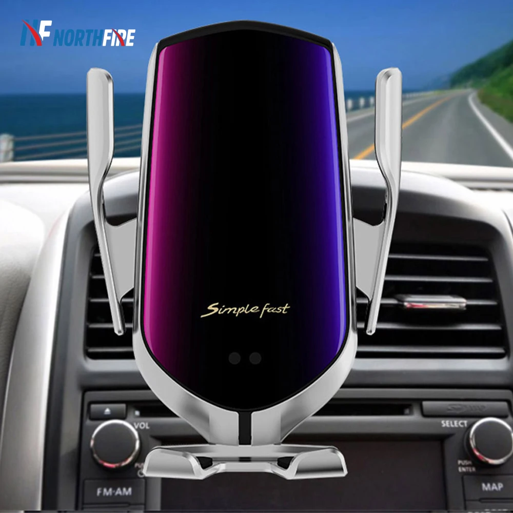 

R1 Automatic Clamping 10W Car Wireless Charger For iPhone 11 7 8 Infrared Induction Qi Wireless Charger Car Phone Holder