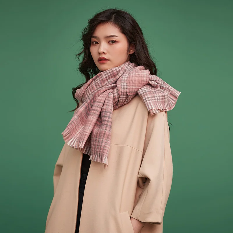 

★Shanghai story official flagship store of preppy wind type double lattice scarf shawl and fashion to keep warm