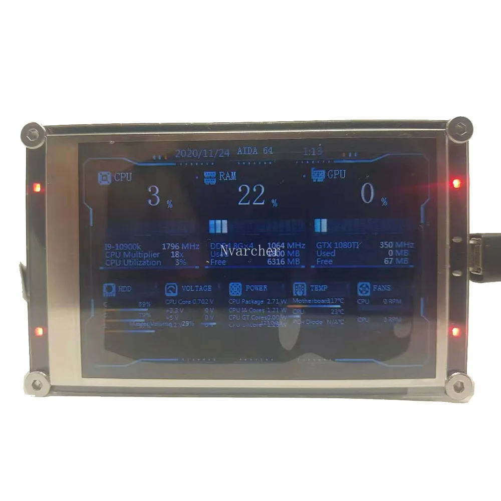 Nvarcher 3 5 дюймовый 480*320 IPS ЖК монитор дисплей AIDA64 USB поддержка подэкрана Raspberry Pi с RGB