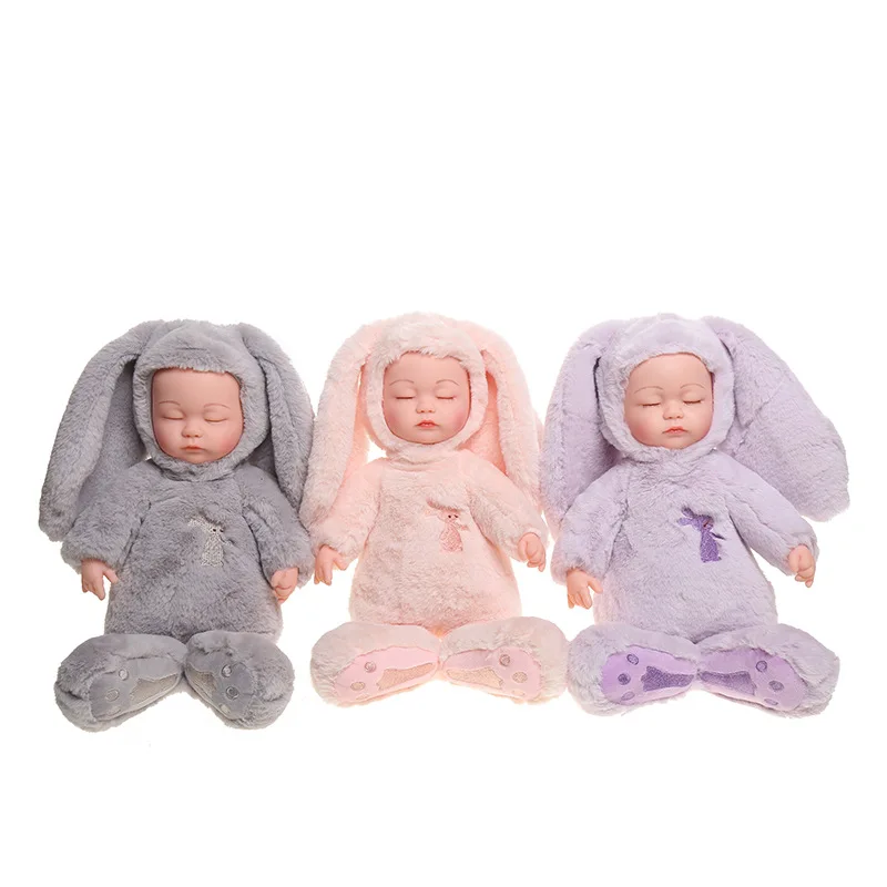 

Snow white plush animal doll vinyl simulation doll lullaby soothing sleep doll children's toy
