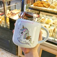 unicorn cup girl heart mug ceramic water cup leakproof cup with lid cute cartoon coffee mug fall mug christmas gift 400ml