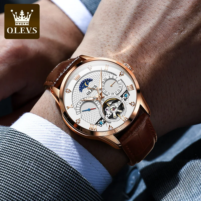 

OLEVS New Luxury Men Automatic Mechanical Watch Waterproof Luminous Watches For Men Stainless Steel Strap Reloj Meca